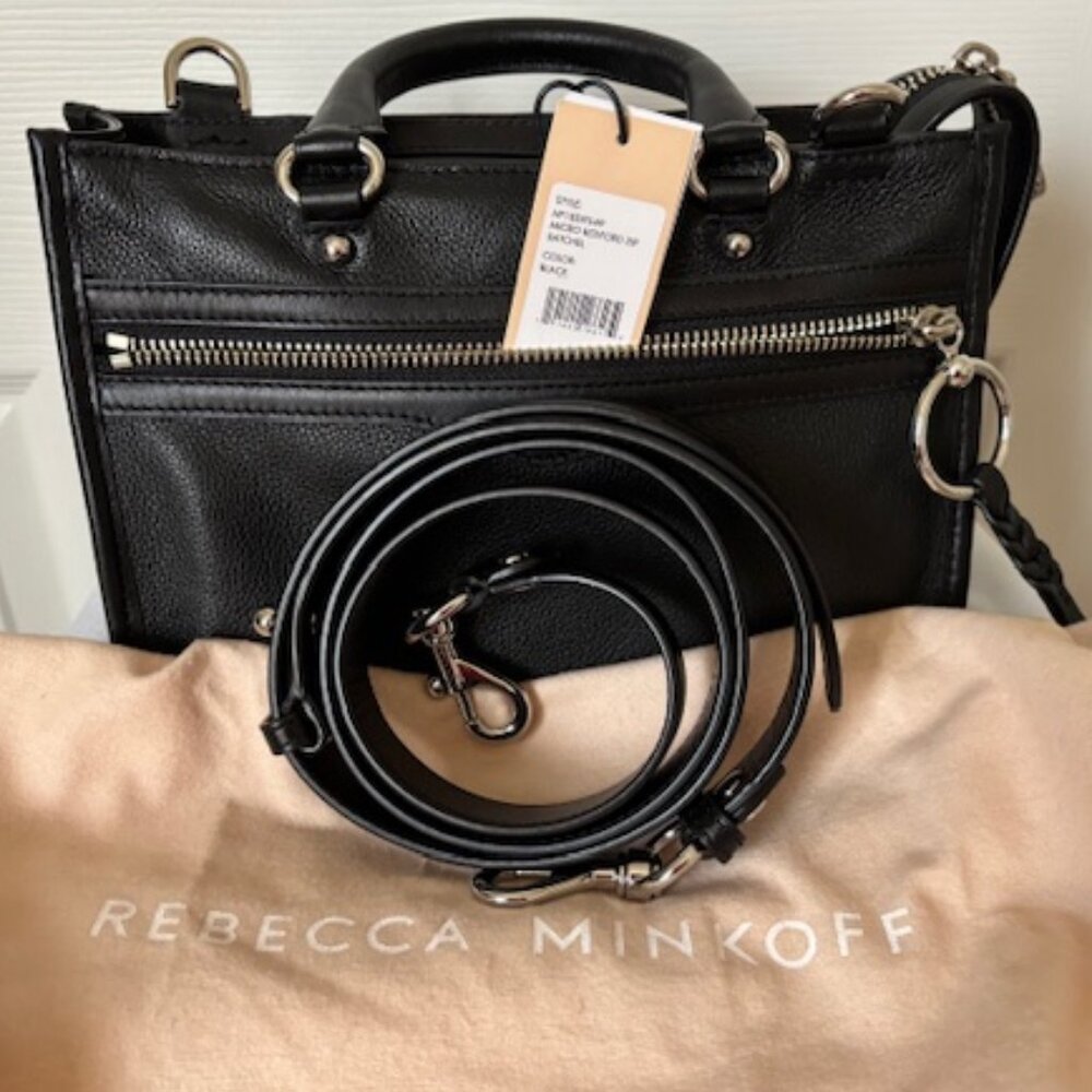 Rebecca Minkoff Micro Bedford Zip Satchel Black - Picture 15 of 16